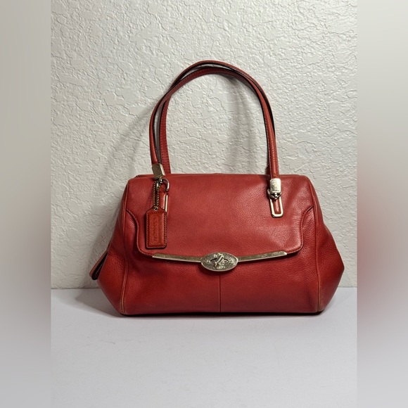 Coach Madison Leather Madeline East West Satchel Li Scarlet F25169 - Picture 1 of 12